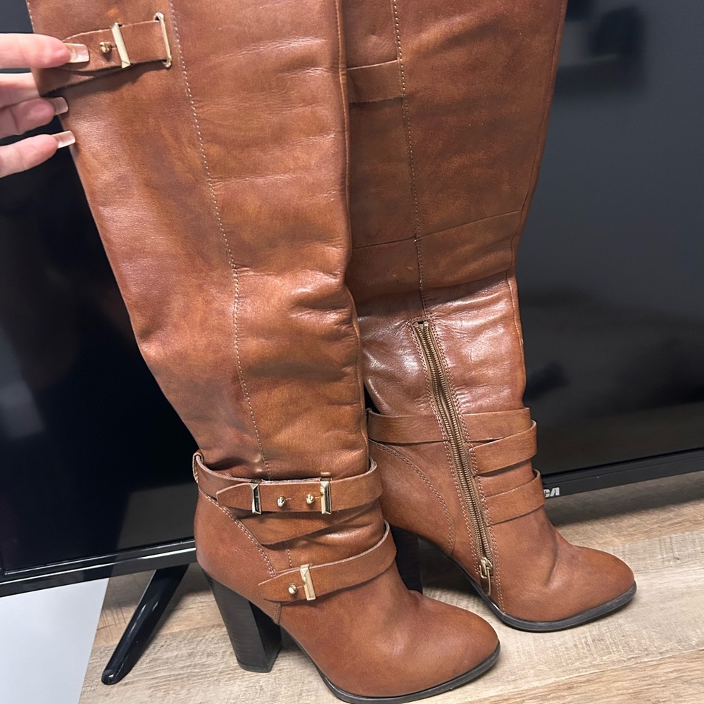 Classic Tall Buckle Boots in Brown